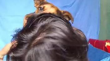 Latina spouse captured on video engaging in kinky deviations alongside her canine companion.